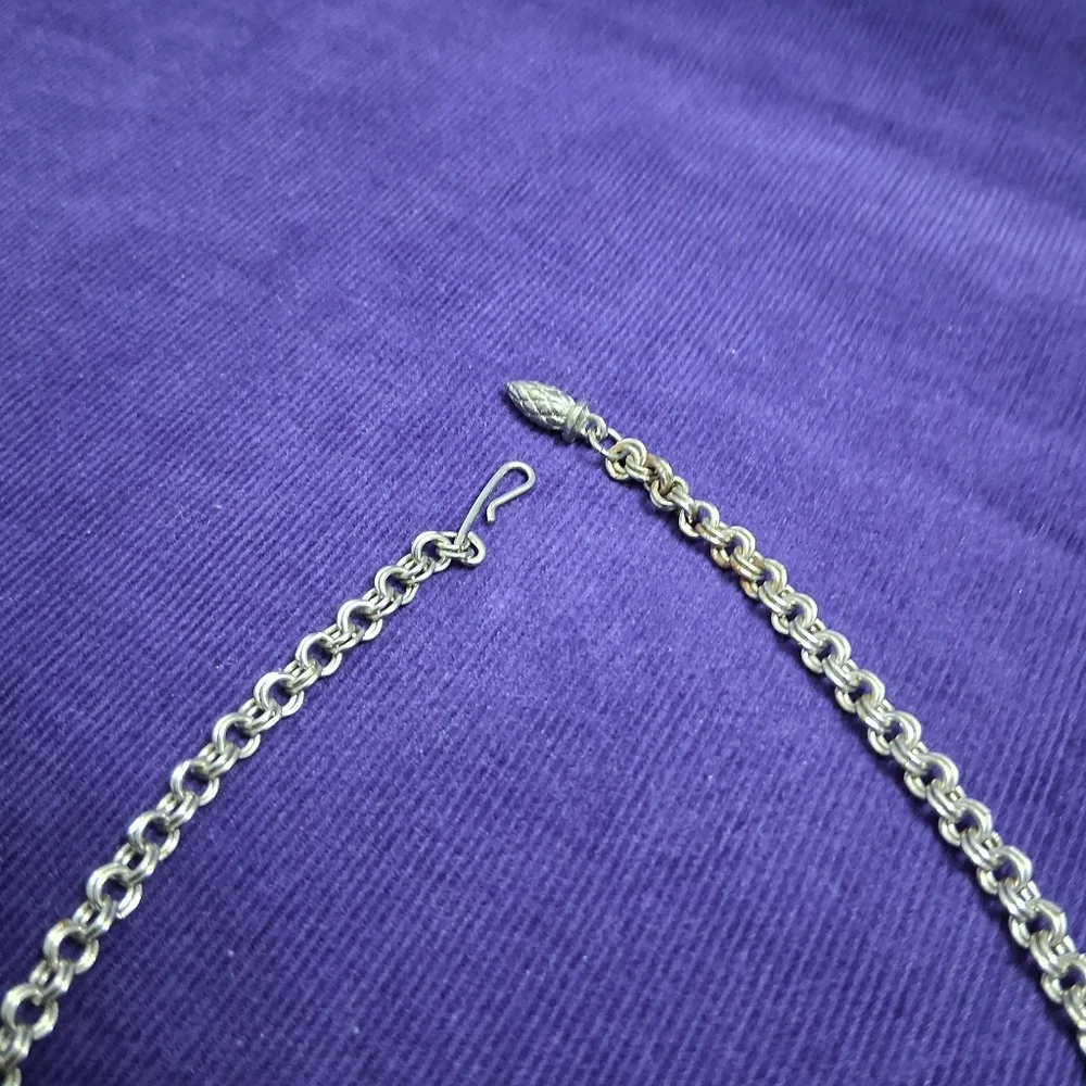 Vintage Charel Cherry Moonglow Necklace Thermoset Hook Closure Silvertone